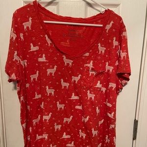 Reddish tshirt from Torrid with llama print